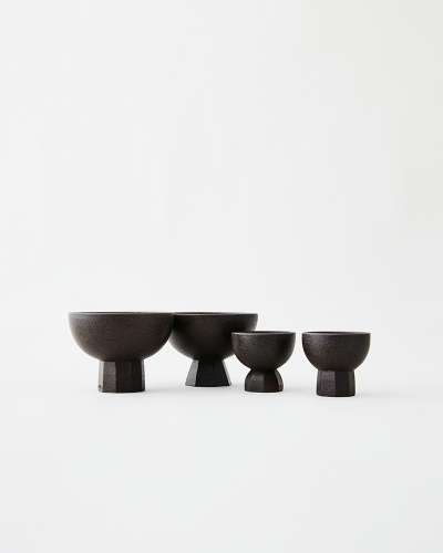 Black Glazed Footed Cup S/L (Round/Angular/Octagonal/Diamond)