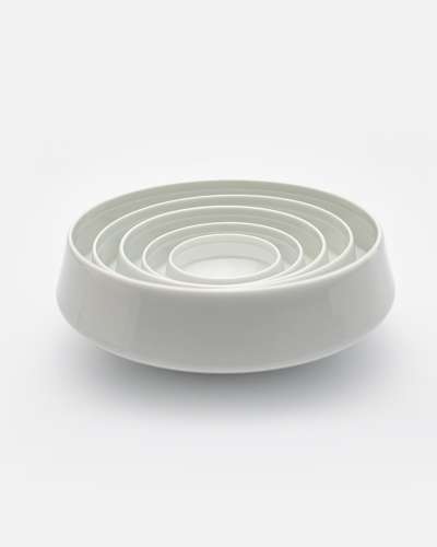 White Porcelain Line Rice Bowl Set