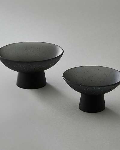 Black and White Circular Footed Bowl (Medium/Large)