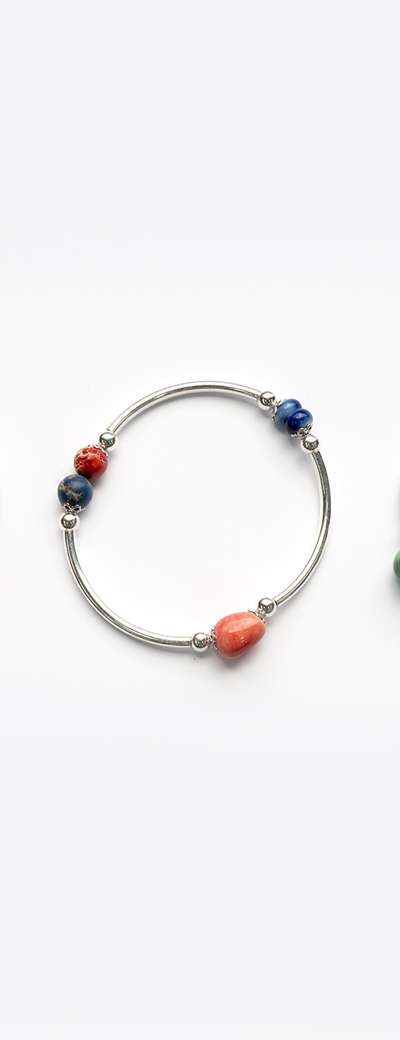 Ceramic Bead Silver Bracelet (1p)