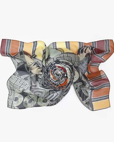 Taegeuk Pattern Silk Scarf - Olive