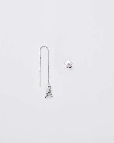 For Scrollwork and Broad Stone Stud Asymmetrical Earrings