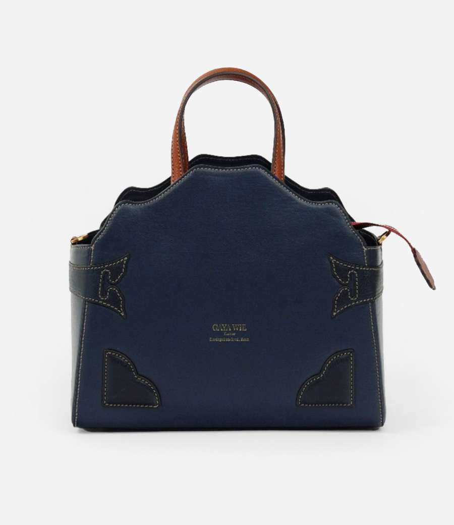 Korean Hanji Hanok Tote Bag Courtyard (Blue)
