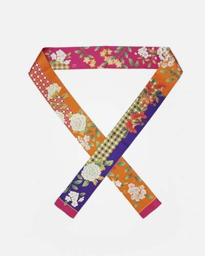 Minhwa Pattern Silk Mini Scarf (Orange)