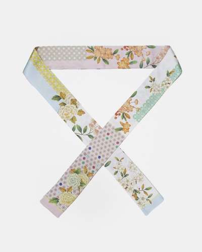 Minhwa Pattern Silk Mini Scarf (Pink)