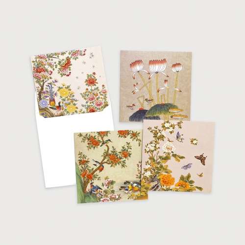 Korean Minhwa Gratitude and Congratulations Card Set (Floral Designs)
