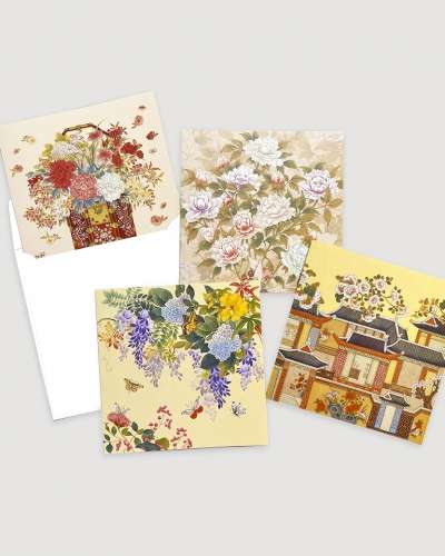 Traditional Minhwa Gratitude & Congratulations Card Set (Floral Motif)