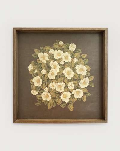 Minhwa Wooden Tray (Camellia and Floral Design)