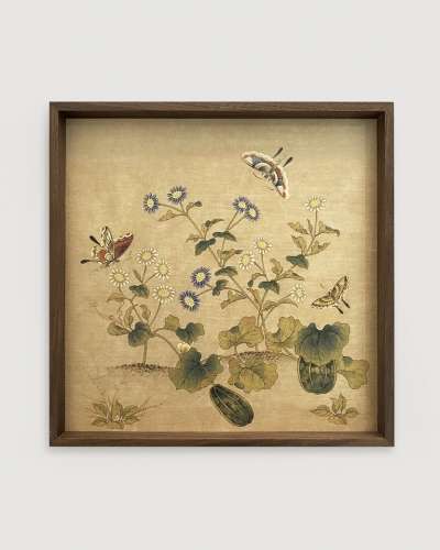 Minhwa Painting Wooden Tray (Insects and Plants)