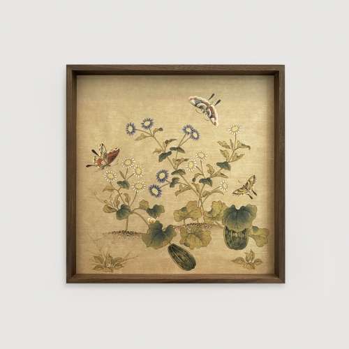 Minhwa Painting Wooden Tray (Insects and Plants)