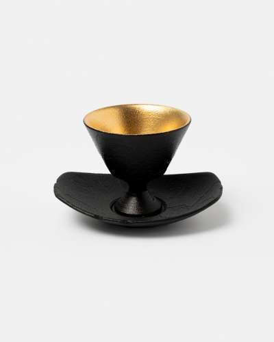 Blackware Gold-Accented Goblet Set