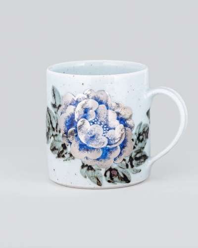 Celadon with Platinum Peony Pattern Cup (1p)