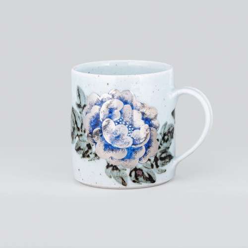 Celadon with Platinum Peony Pattern Cup (1p)