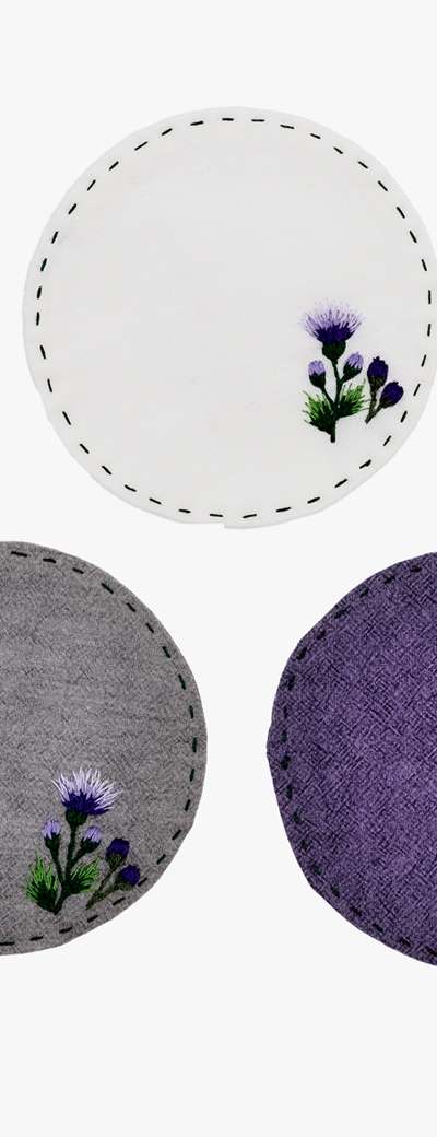 Thistle Embroidered Coaster (1pc)
