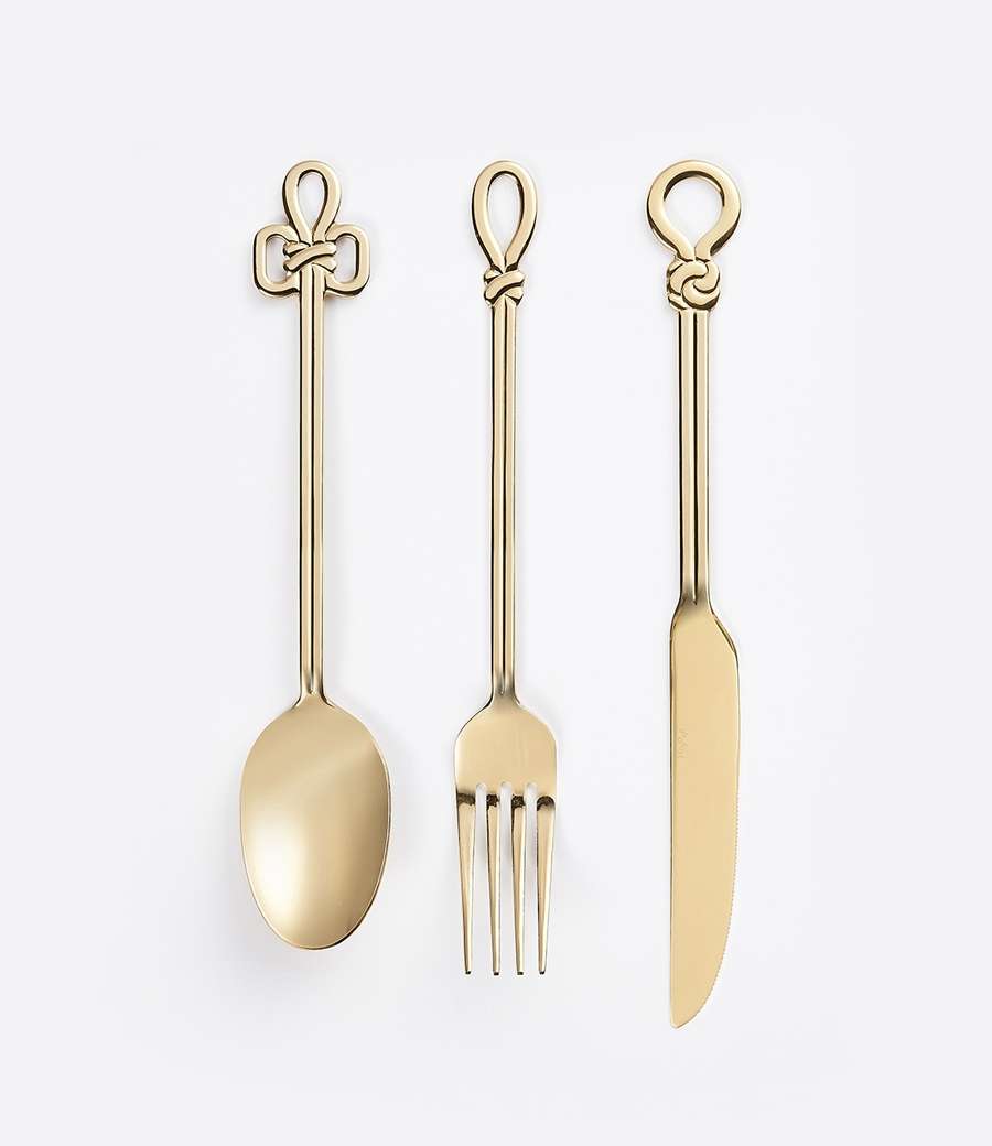Knot Dinner Cutlery Set (Gold)
