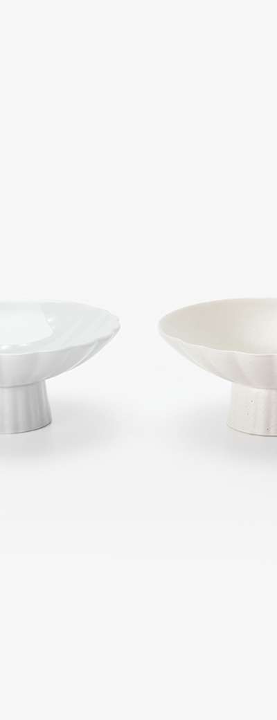 White Porcelain Half-Round Footed Dish