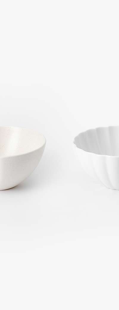 White Porcelain Half-Round Bowl (S)