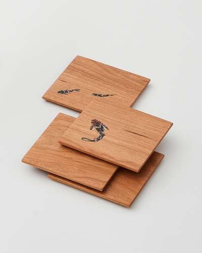 Skewer-Shaped Wooden Coaster Set