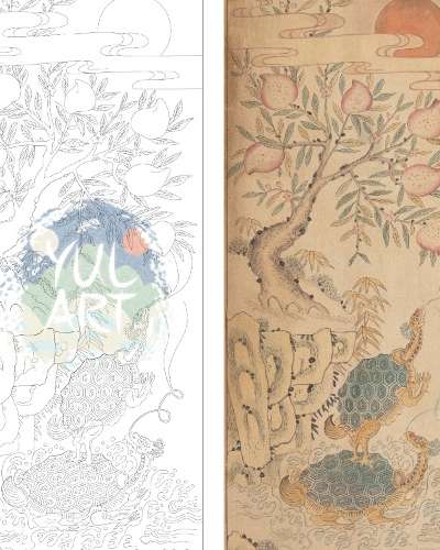 神亀図 2幅 長生図 民画デザイン DIY民画描き