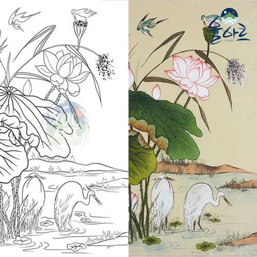 Lotus Flower Design 1 - Traditional Korean Folk Painting Pattern