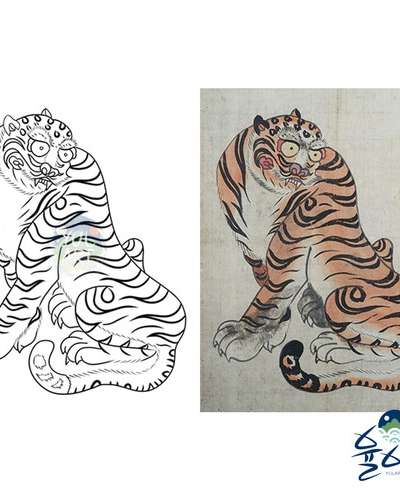 悪運を防ぐ虎の絵 民画図案 民画描き 虎図2