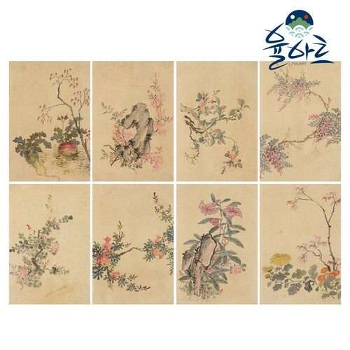 Flower and Bird Design 8-Panel Screen Folding 1 Folk Painting Design Folk Painting Drawing