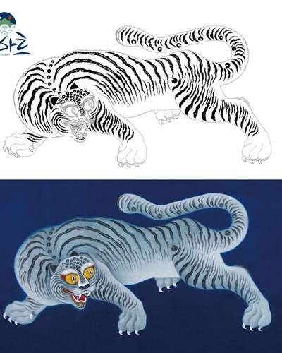 ホド1 虎の絵 民画図案 民画描き 風水地理