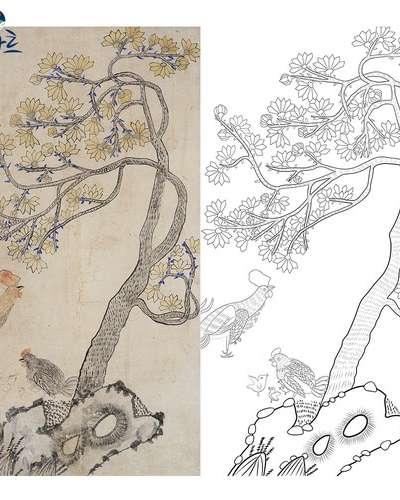 花鳥図8 民画図案 民画描きDIYセット