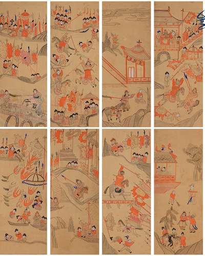 三国志演義図 8幅屏風 1 民画図案 民画描き