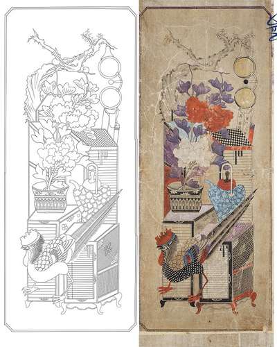 上品な書架図 1 民画図案 民画描き
