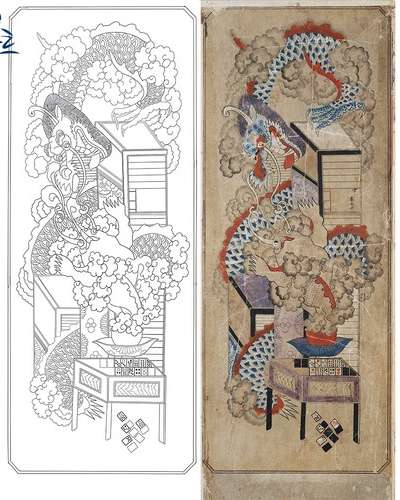 上品 書架図 4 民画図案 民画描き