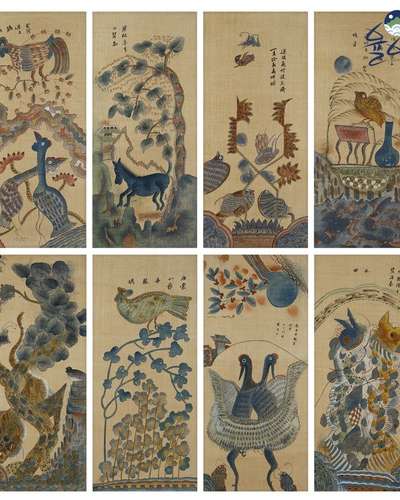 ラクド8幅動物屏風民画図案 民画描画セット