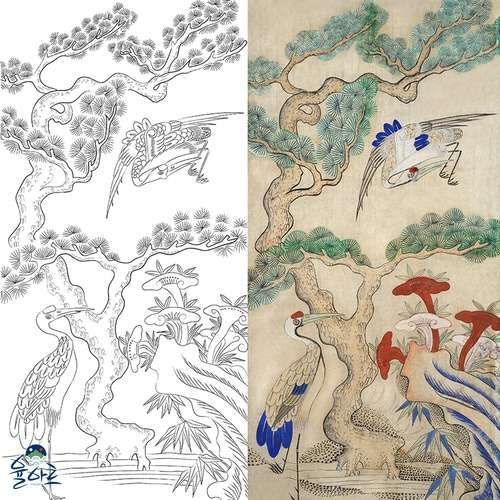 Longevity Painting 1 Folk Painting Design - Folk Painting Drawing