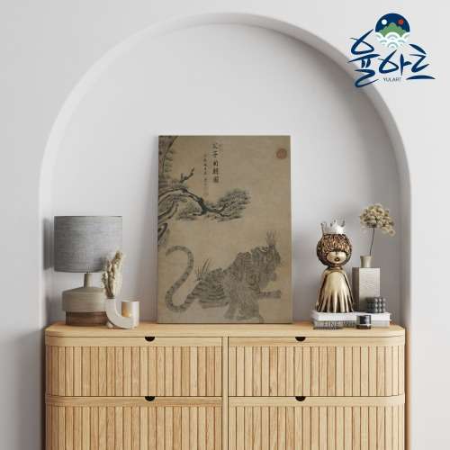 Traditional Korean Folk Art Tiger and Leopard Pattern Living Room Frame - Prosperity Picture