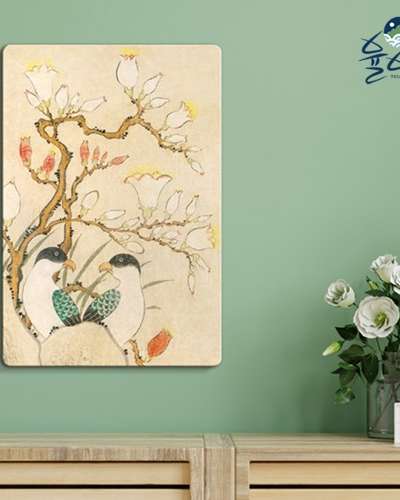 民画博物館名品所蔵品 花鳥図2種1 お金が入ってくる絵 花の絵フレーム