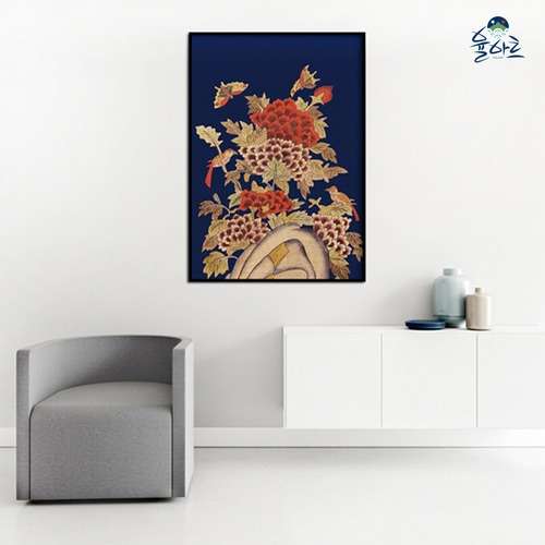 Sensibility Peony Minhwa Peony Flower Picture Frame Money-Drawing Painting Oriental Art
