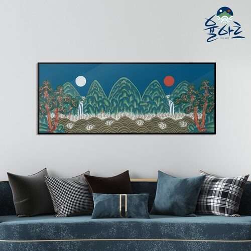 Yul Art Sun, Moon, and Five Peaks Folk Painting Living Room Frame