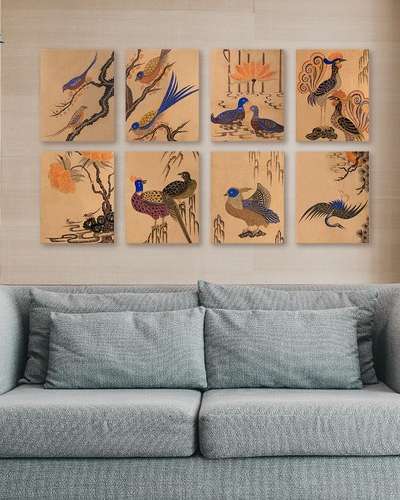 民画 花鳥図8種3 花の絵フレーム 金運アップ絵画 リビングフレーム