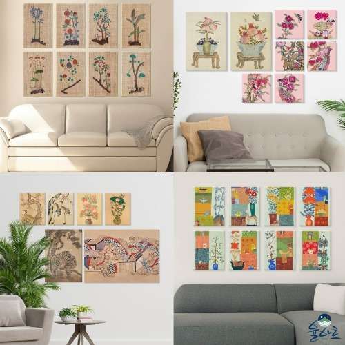 Traditional Korean Minhwa Interior Frame - Fortune & Prosperity Art Feng Shui Painting Oriental Art