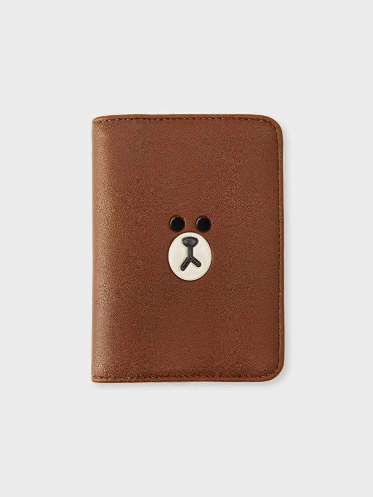 LINE FRIENDS Brown Leather-like Square Passport Wallet