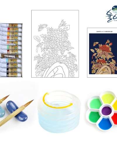 初心者向け民画描画 民画図案セット<br>センス溢れる牡丹絵