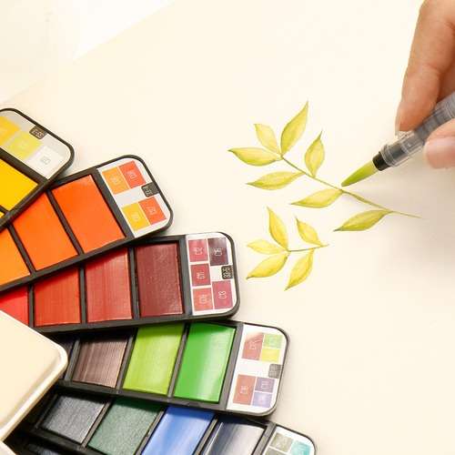 Portable Solid Watercolor Paint [33-Color Kit]