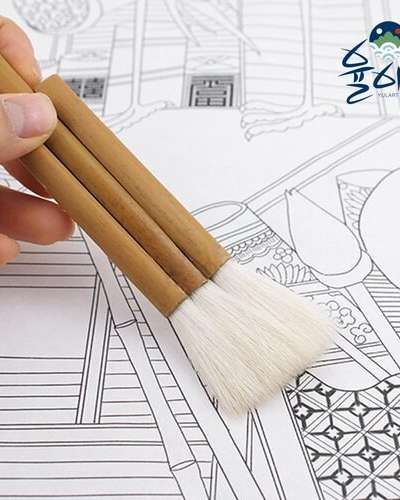 Flat Pencil Brush for Oriental Painting and Korean Folk Art Brush [3-Piece / 5-Piece Set]