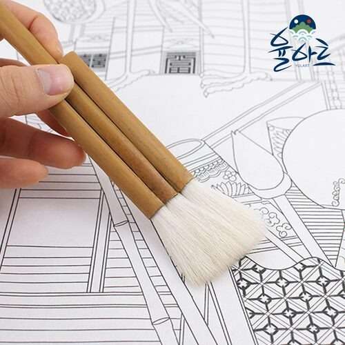 Flat Pencil Brush for Oriental Painting and Korean Folk Art Brush [3-Piece / 5-Piece Set]
