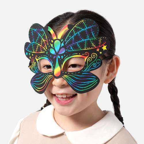 Butterfly Mask Scratch Paper Craft Kit - Spring DIY Art Activity for Elementary Students and Dramatic Play