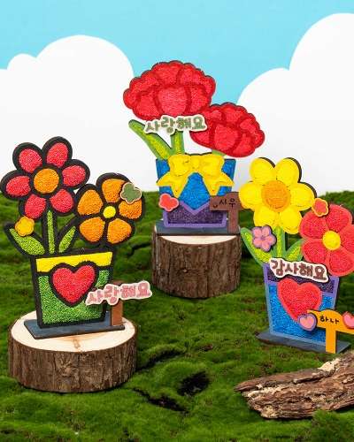 MDF Clay Flower Pot Spring DIY Art Activity Parents' Day Family Month Carnation Elementary Craft Kit Toy Play Children Kids
