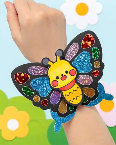Foil Art Butterfly Bracelet Spring Art Activity DIY Kit Children's Craft Materials Toy