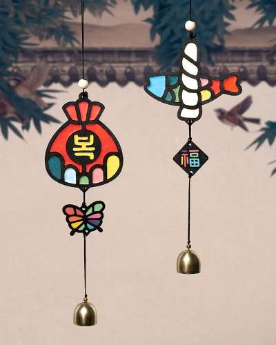 クレイ新年ドアベル設正月秋夕祝日手作りお守り明太初等美術活動おもちゃ玄関チャイムウィンドチャイム扉チャイムキット