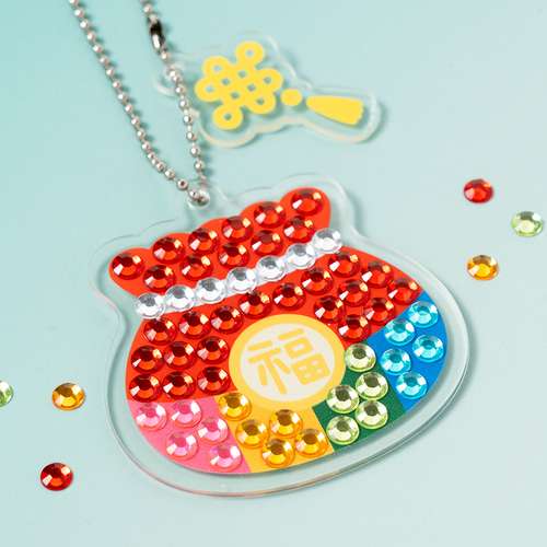 Big Gem Cross Stitch Lunar New Year Lucky Pouch Keyring DIY Craft Kit