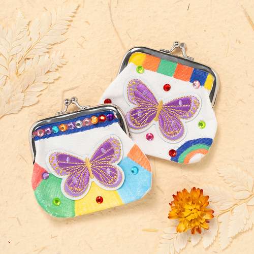 Traditional Korean Pattern Butterfly Snap Coin Purse DIY Kit - Chuseok Fall Lunar New Year Childcare Classroom Elementary School Experience Sticker Decoration Play